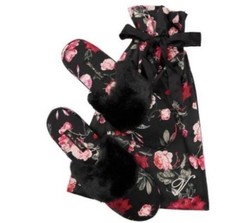 NIB Victoria  s Secret Signature Satin Slippers Floral Flower Print Small 5/6