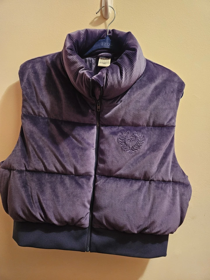 Chaleco acolchado recortado de terciopelo acanalado rosa Victoria's Secret azul talla XL nuevo sin etiquetas Foto 3 de 4