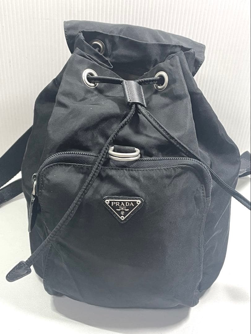 PRADA Mini Backpack Black Triangle Plate Nylon Fr… - image 7