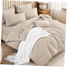 Comforter California King Size Set - 7 Pieces California King 104"x96" Khaki