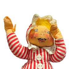 VTG Annalee 1965 Christmas Blonde Hair Elf Posable 22" Red Striped