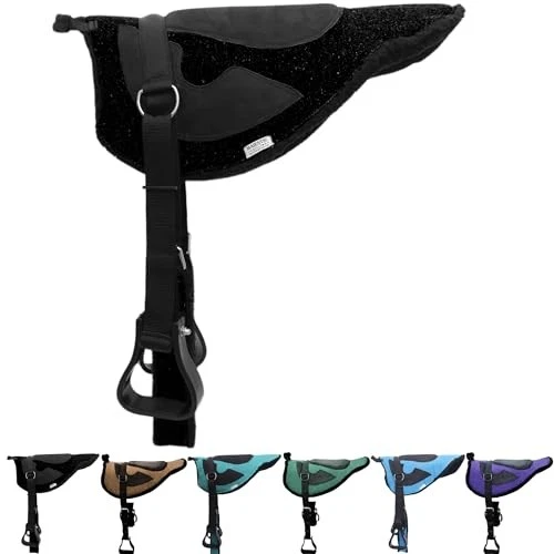 Majestic Ally Solid Bareback Pad Wildleder gepolstertes Laken mit Gurt & Steigbügeln