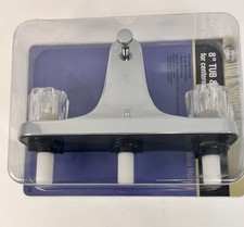 DANCO 8" Tub Shower Faucet Chrome Finish Centered Connection Acrylic Knobs