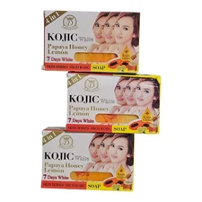 Kojic white Gluta PAPAYA  HONEY 🍯🍋 7days whitening Soap. Clear spot 160g  3Bar