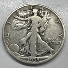 1935 Walking Liberty half dollar 90% silver Actual Coin. Full Rim, Date &Words