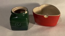 Le Creuset Set Of 2 Heart Ramekin & Mint Sauce Pot/Jar FREE POSTAGE SEE LISTING!