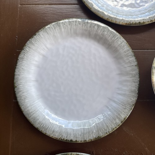 Tommy Bahama White Gray Tan 11” Melamine Dinner Plates & Bowls Set of 8 - Picture 4 of 11