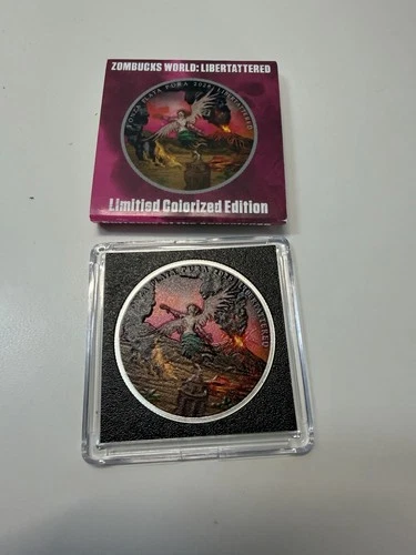 2028 Libertattered Zombucks World Colorized 1 oz  .999 Fine Silver Round /1200