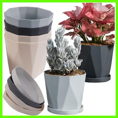 Plant Pots Indoor Plastic Flower Pots Outdoor 5 inch Set of 6 Pack with Drain...