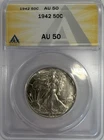 ANACS 1942 Walking Liberty Half Dollar AU50 # 7988755