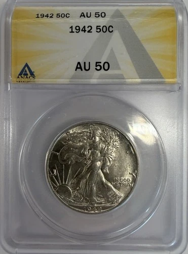 ANACS 1942 Walking Liberty Half Dollar AU50 # 7988755