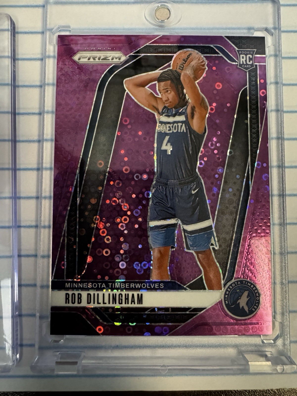 2024-25 Panini Prizm Rob Dillingham #250 Fast Break Purple Disco Rookie RC #/75