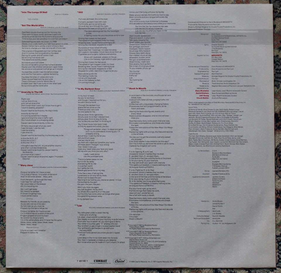 MEGADETH - SO FAR, SO GOOD LP '88 - 1C 064-7 48148 1 - Thrash Metal - Metallica - Image 4 of 4