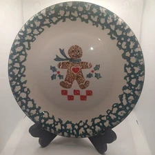 SET OF 4 Tienshan Folkcraft Gingerbread Man Holiday Dinner Plates 10.25"