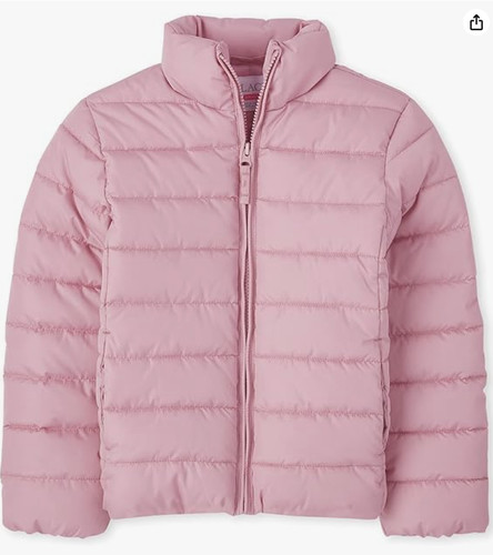 The Children's Place Girls Puffer Jacket Large 10/12 Rose Quartz Water-Resistant