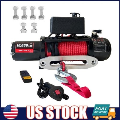 Electric Winch 10000lbs Synthetic Rope Trailer Truck Winch Towing Off Road Winch