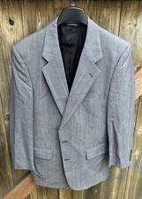 Vintage Burberrys Gray Wool Herringbone Men's 2 Piece Suit Jacket Pleated Pants