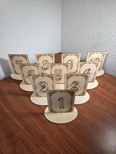10 Rustic Wooden Table Numbers 1-10 Set Removable Base Party