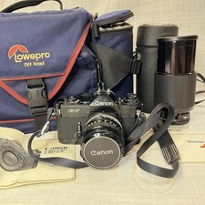 Vintage Canon EF SLR 35mm Film Camera w/ 50mm S.S.C Vivitar 70-210mm Lenses