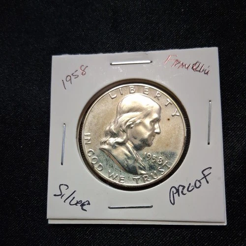 Uncirculated Proof 1958 Philadelphia Mint Silver Franklin Half
