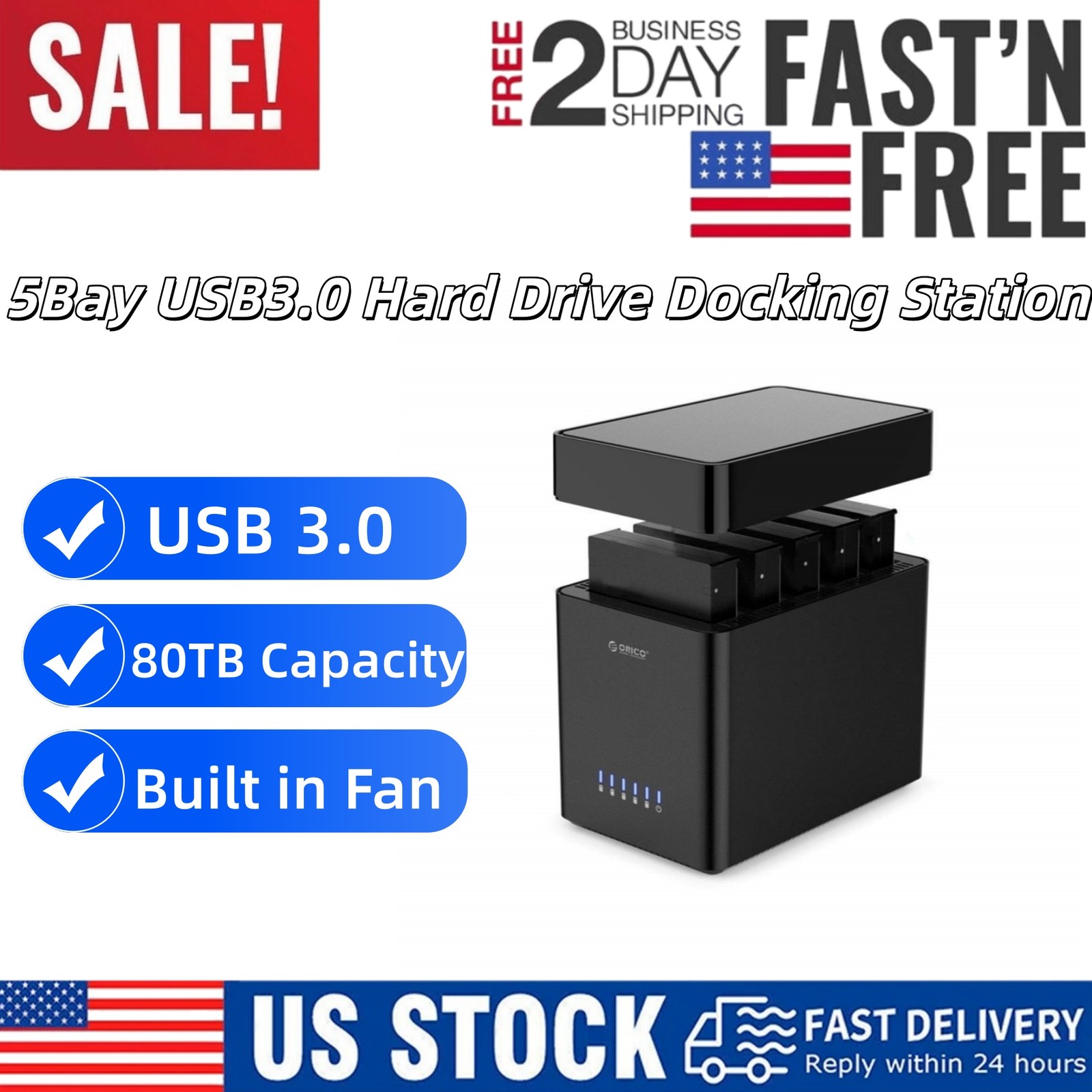 ORICO 5 Bay USB 3.0 Hard Drive Enclosure Magnetic-type 3.5Inch Hard Disk