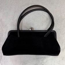 Vintage La Regale Black Velvet Evening Handbag 90s Kiss Lock Formal Bag Small