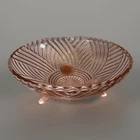 Pink Depression Glass Footed Bowl Prismatic Swirl Anchor Hocking Vintage 8.5”