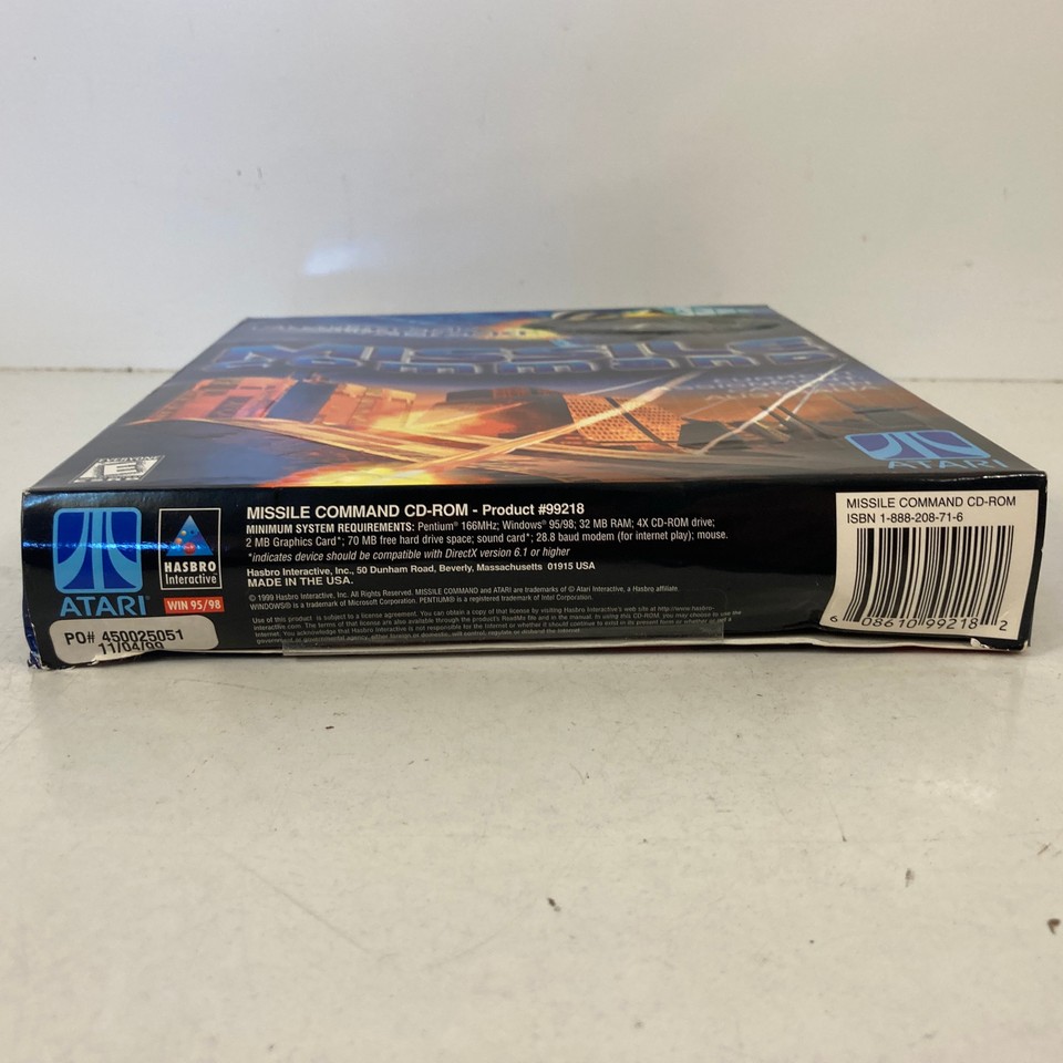 Missile Command PC Big Box CD Game Atari 1999 Made for Windows 95 98 ...