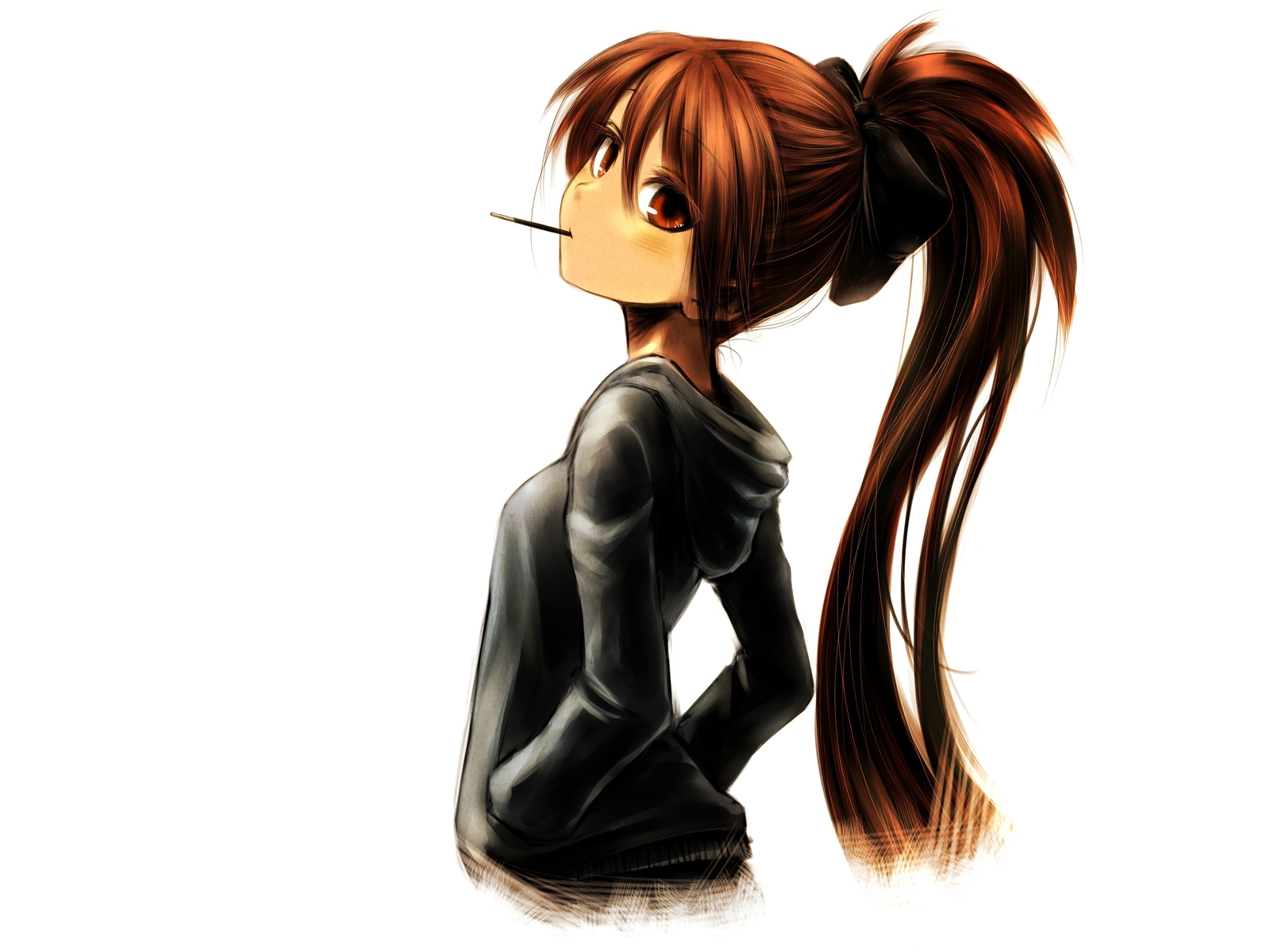 Anime ponytail drawing anime women Playmat Gaming Mat Desk