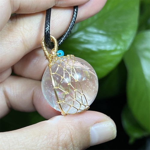 TOP 20mm+ Natural Clear Quartz Sphere Quartz Crystal Ball Reiki Pendant 1PC - Picture 6 of 7