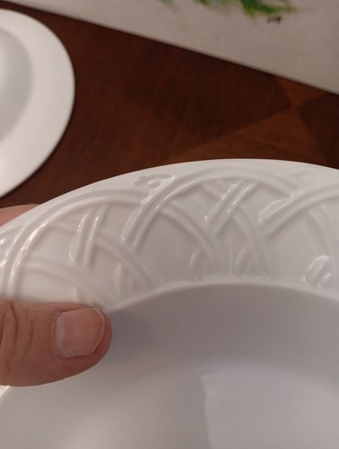 3 Pier 1 One BASKET RELIEF Quadrifoglio Italy Large Rim Soup Bowls ~ Some Flaws~ - Picture 7 of 9