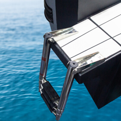 Boat 3 Step Ladder Stainless Steel Upper Platform Telescoping Swim Yacht Marine