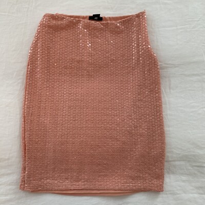 Sequined Peach Pencil Skirt From Paris H&M Size Small