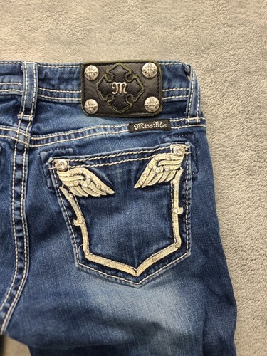 Miss Me Jeans Girls 14 Skinny Fit Angel Wings Embellished Western Cowgirl 26x29 - Picture 10 of 13