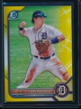 IZAAC PACHECO 2022 Bowman Chrome Prospects YELLOW REFRACTOR #/75 Rookie RC