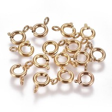 10Pcs Golden 304 Stainless Steel Spring Ring Clasps DIY Jewelry Findings 6x1.6mm