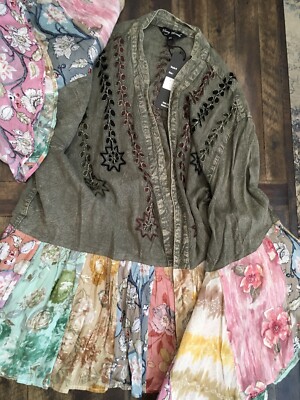 Young Threads 2X Gravel Cover Jacket Blazer Top Bell Sleeve Multi Colored