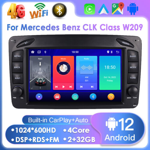 Pour Mercedes Benz CLK W209 W203 W463 Android 12 voiture radio stéréo GPS Nav Carplay - Photo 1/13