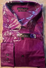 Geoffrey Beene Wrinkle Free Cotton Blend Tall Men Shirt 18 1/2" 37-38 Purple