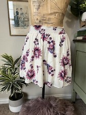 Old Navy Cream Pink Blue Paisley Floral Pull On Peasant Tiered Mini Skirt Sz S