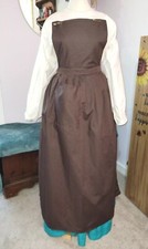 CIVIL WAR VICTORIAN ERA STYLE- 100 COTTON SOLID DARK BROWN PINNER/ BIB APRON