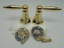 Davinci Astoria Lever Faucet Handles Pr. Polished Brass W/ Escutcheon NOS P117
