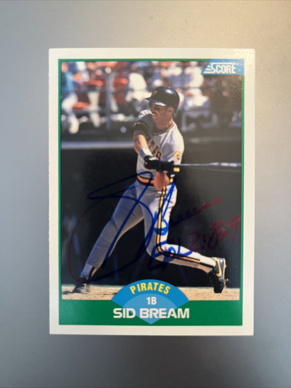 SID BREAM 1989 SCORE AUTOGRAPHED SIGNED AUTO BASEBALL CARD