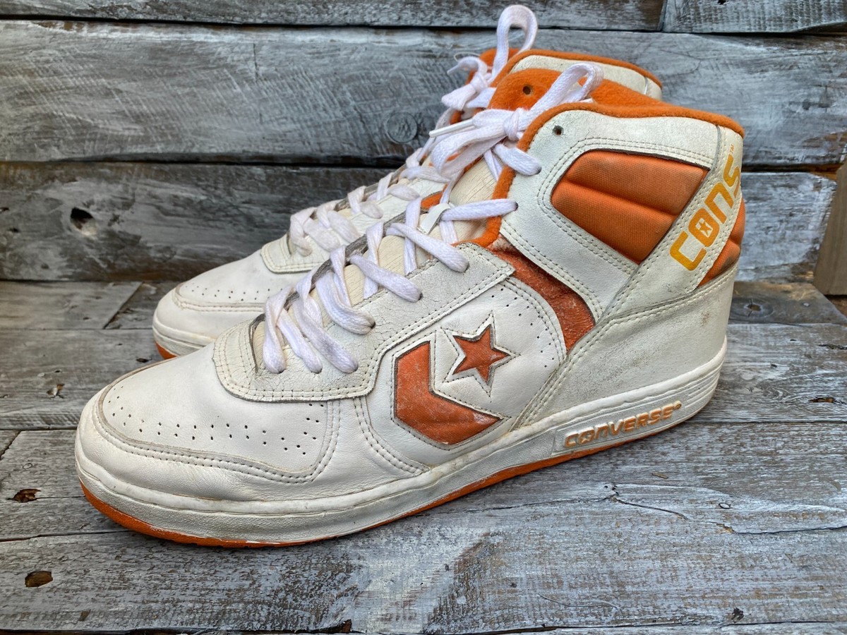 Vintage 80s converse cons white leather hi-top basketball sneakers