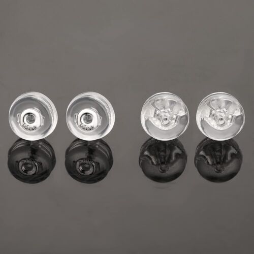 2 Pairs 14K Real White Gold Earring Backs Hypoallergenic Soft Clear Silicone ... - Picture 6 of 7