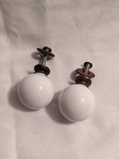 Set of 2 Vintage white globe cabinet pulls 1 Inch Drawer