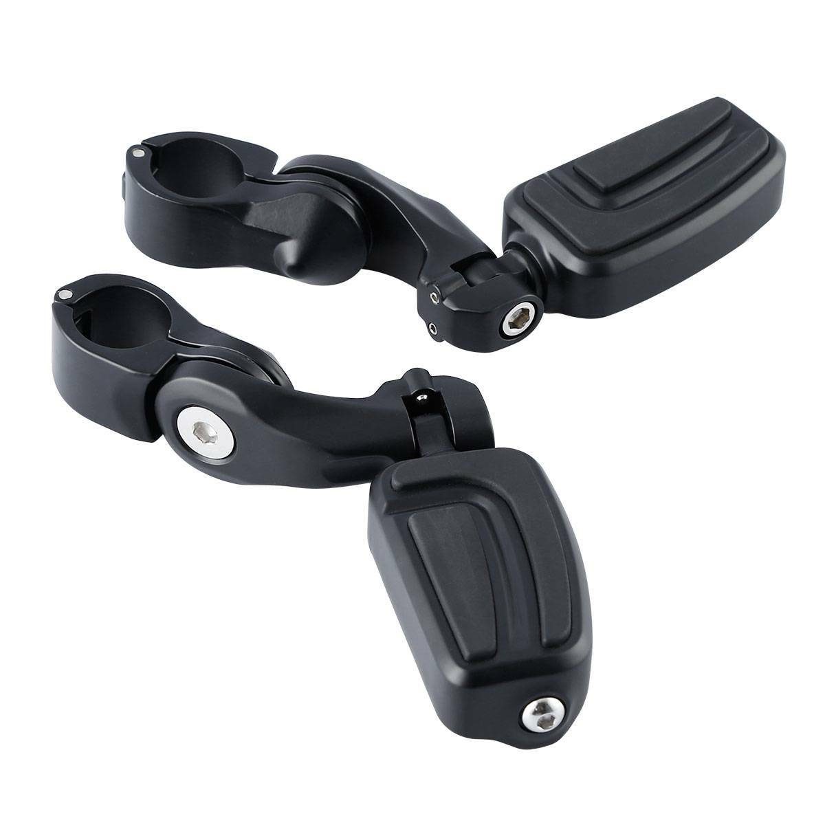 Matte Black Footpegs Footrest Pedal Peg 1.25'' Short Angled Mounting Bracket Kit