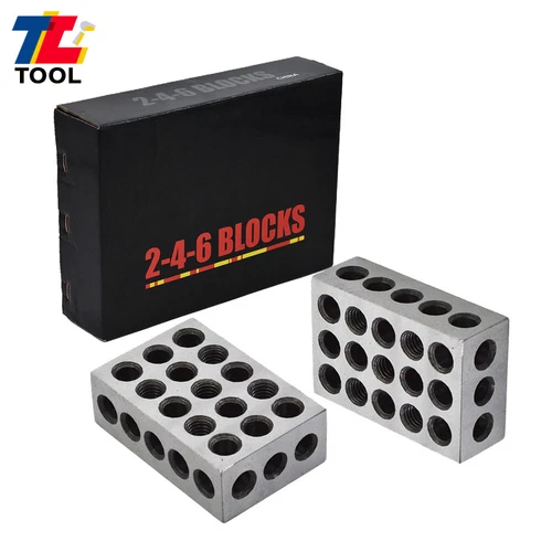 2-4-6 Blocks Matched Pair Ultra Precision .0002" Machinist 246 Jig  23 Holes
