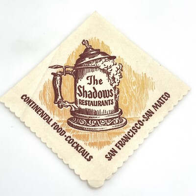 Vintage Sf San Francisco Mateo California The Shadows Restaurant Napkin Stein Ebay