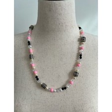Pink  Black Beaded Fashion Jewelry Necklace